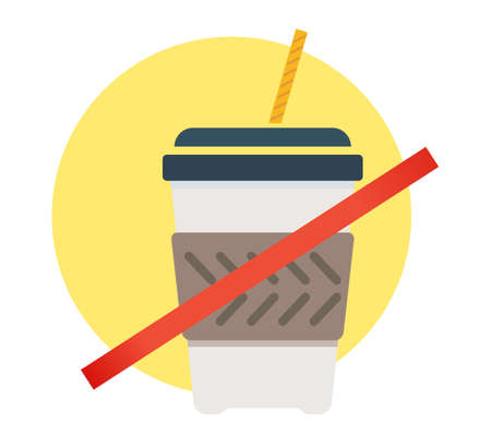Say no to Plastic Disposable Cup with Strawのイラスト素材