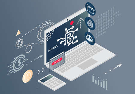 Challenges with Cryptocurrency Abstract Illustration as EPS 10 Fileのイラスト素材