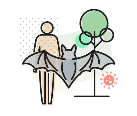 Coronavirus - covid-19 - Conflict with Nature - Icon as EPS 10 Fileのイラスト素材