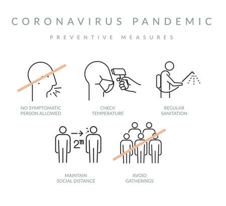 Pandemic - Preventive Measures - Schools Reopening  - Iconのイラスト素材