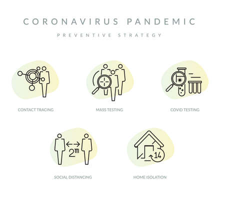 Coronavirus Pandemic - Preventive Strategy - Icon as EPS 10 Fileのイラスト素材