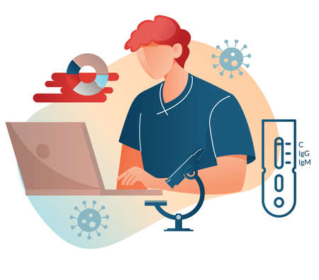 Scientist Working for Coronavirus - Illustration as EPS 10 Fileのイラスト素材