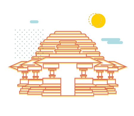 Belgaum City - Kapileshwar Temple -  Icon Illustration as EPS 10 Fileのイラスト素材