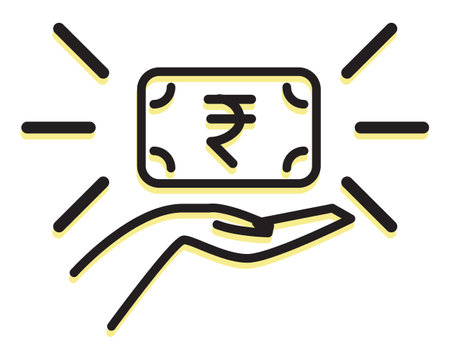 Indian Rupee Currency Note with Human Hand Icon Illustration as EPS 10 Fileのイラスト素材