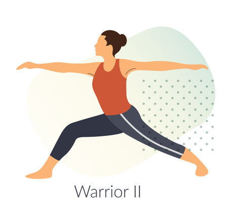 Yoga - Healthy Living - Warrior II Pose - Illustrationのイラスト素材