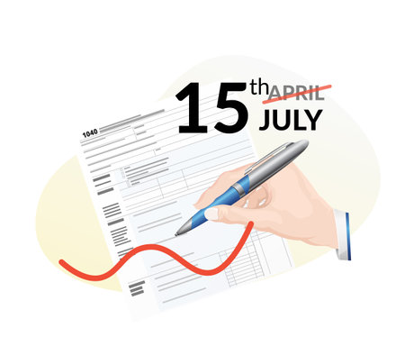 Tax Return Date updated to 15 July due to coronavirus - Icon as EPS 10 Fileのイラスト素材