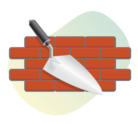 Construction Activity - Brick Work Trowel - Illustration as EPS 10 Fileのイラスト素材