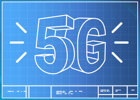 5G Technology Blueprint Illustration as EPS 10 Fileのイラスト素材