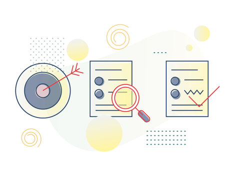 Target Strategy and Document Validation Process - Icon as EPS 10 Fileのイラスト素材