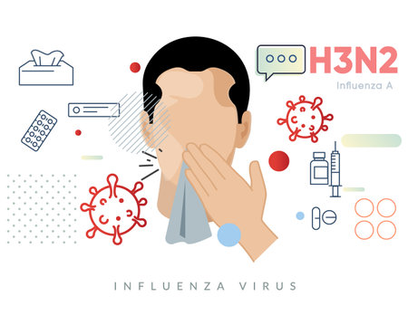Abstract Representation of Influenza A - H3N2 - Virus - Stock Illustrationのイラスト素材