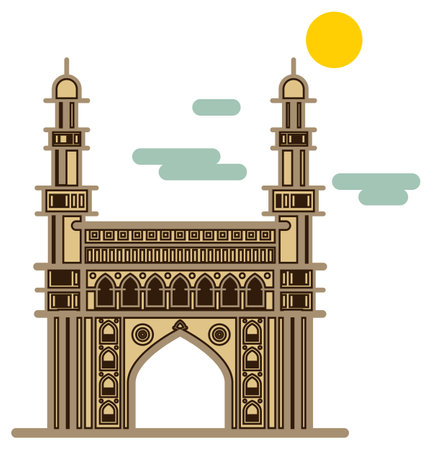 Charminar - Hyderabad City Icon Illustration as EPS 10 Fileのイラスト素材