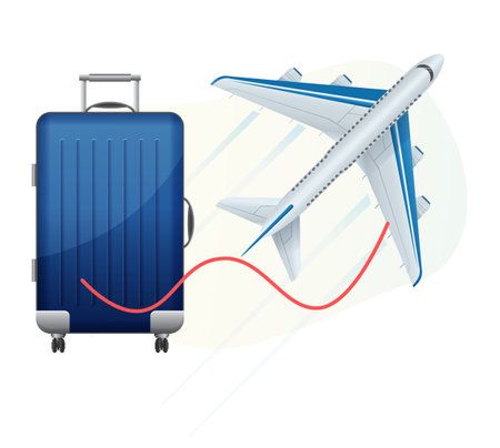 Aeroplate with Travel Bag - Stock Illustration as EPS 10 Fileのイラスト素材