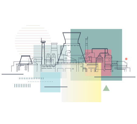 Carbon Emissions - Industrial Pollution - Illustration as EPS 10 Fileのイラスト素材