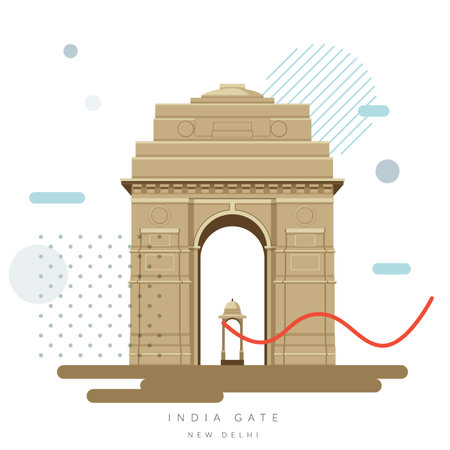 Historical Icon -  India Gate - A War Memorial , New Delhi - Icon Illustration as EPS 10 Fileのイラスト素材