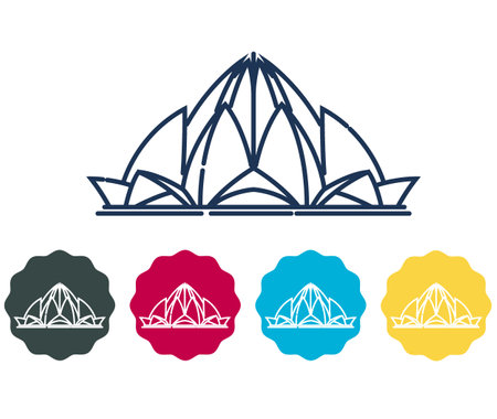 Lotus Temple - A Modern Architecture , New Delhi - Icon Illustration as EPS 10 Fileのイラスト素材