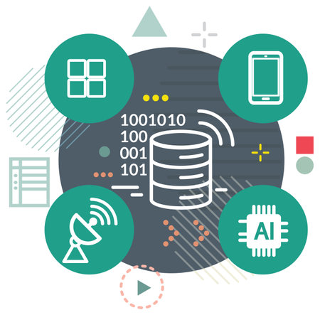 Data Mining as Core of Artificial Intelligence and emerging technology Illustration as EPS 10 Fileのイラスト素材
