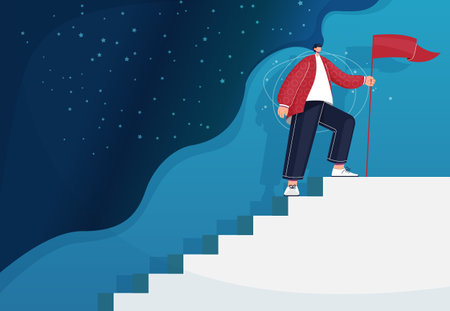 Self Improvement - Aim Higher to succeed with motivation for improvement - Stock illustration as EPS 10 Fileのイラスト素材