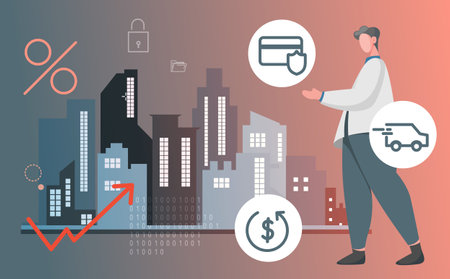 E-Commerce Revival - Safe and Secure Process Illustration as EPS 10 Fileのイラスト素材