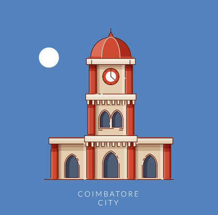 Coimbatore City - Clock Tower -  Icon Illustration as EPS 10 Fileのイラスト素材