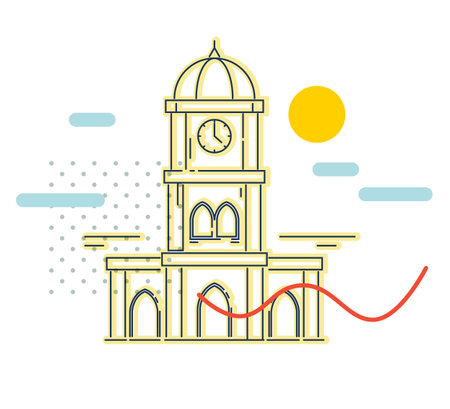 Coimbatore City - Clock Tower -  Icon Illustration as EPS 10 Fileのイラスト素材