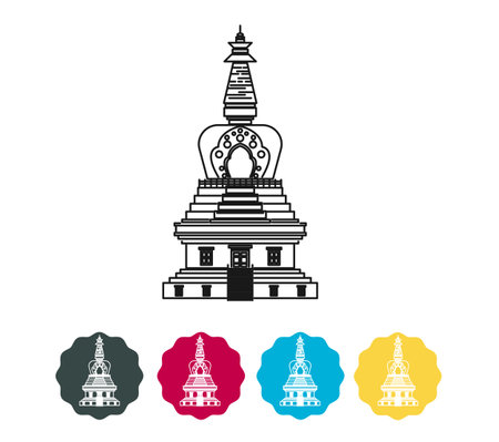 Dehradun City - World Peace Stupa  -  Icon Illustration as EPS 10 Fileのイラスト素材