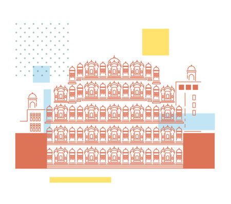 Historical Icon Jaipur City - Hawa Mahal Icon Illustrationのイラスト素材