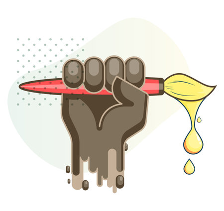 Hand Holding a Brush - Creative Industry - Stock Illustration as EPS 10 Fileのイラスト素材