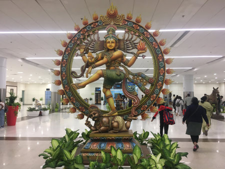 Natraj Statue at Arrival Hall at Chennai International Airport,  India on 28th December 2023 as JPG Fileのeditorial素材