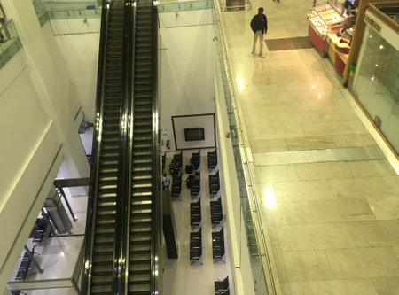 Escalator at Departure Hall at Chennai International Airport,  India on 28th December 2023 as JPG Fileのeditorial素材