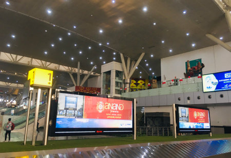 baggage carousel at Arrival Hall at Swami Vivekananda Airport - Raipur ,  India on 27th December 2023 as JPG Fileのeditorial素材
