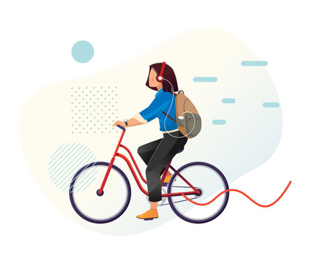 Young women riding casual cycling - Stock Illustration as EPS 10 Fileのイラスト素材