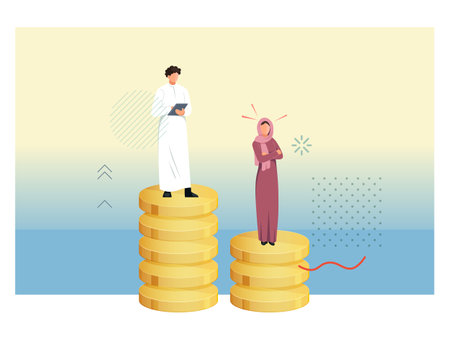 Gender Equality at Workplace and Gender pay equality  in MENA - ESG - Stock Illustration  as EPS 10 Fileのイラスト素材