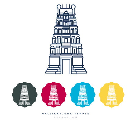 Mallikarjuna Temple, Srisailam Jyotirlingas - Stock Illustration as EPS 10 Fileのイラスト素材