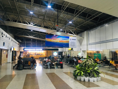 Waiting area at first floor of Departure Hall of Biju Patnaik International Airport in Bhubaneswar, Odisha on 10th June 2024のeditorial素材