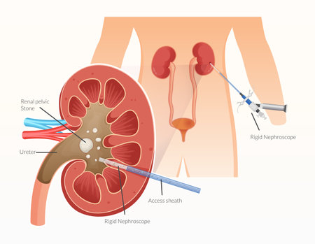 Kidney Stone Removal - Percutaneous Nephrolithotomy - Stock Illustration as EPS 10 Fileのイラスト素材