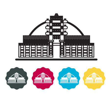 Buddhist complex - Sanchi Stupa Icon - Stock Illustration as EPS 10 Fileのイラスト素材