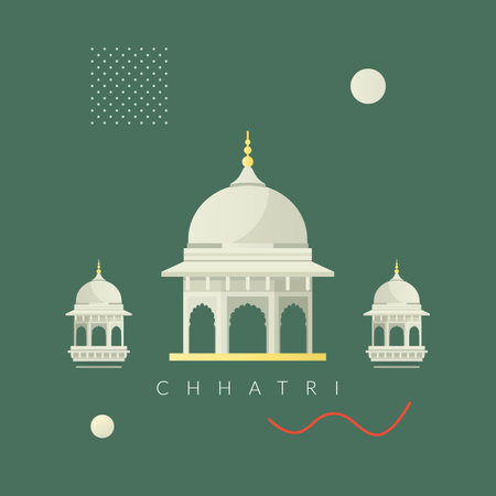 Chhatri - Semi-open, Elevated, Dome-Shaped Pavilions Elements as EPS 10 Fileのイラスト素材