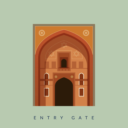 Mughal Building Entry Gate - Stock Illustration as EPS 10 Fileのイラスト素材