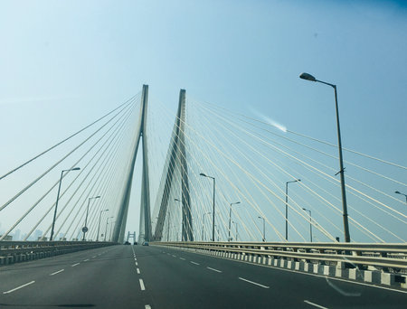 Bandra Worli Sea link  cable-stayed bridge in Mumbai, India - Stock Image as JPG Fileの写真素材