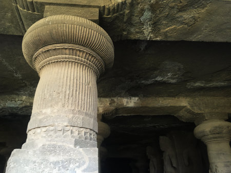 Monolithic Columns at elephanta caves island  - Stock Image as JPG Fileの写真素材