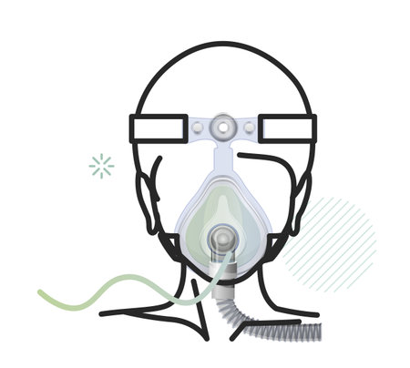 Novel Coronavirus - Non Invasive Ventillation Support with Oxygen Therapy - Icon as EPS 10 Fileのイラスト素材