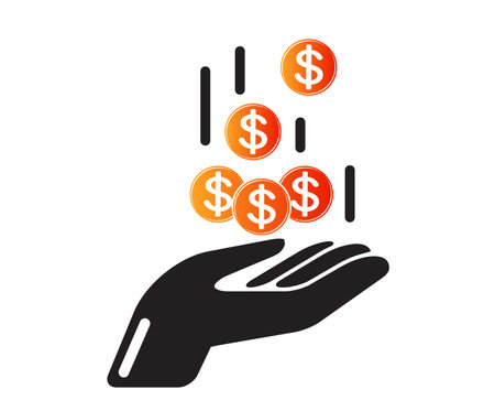Human hand receiving coins for startup funding - Stock Icon as EPS 10 Fileのイラスト素材