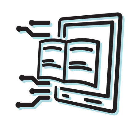 Digital Publication, Book with digital Pad Icon as EPS 10 Fileのイラスト素材