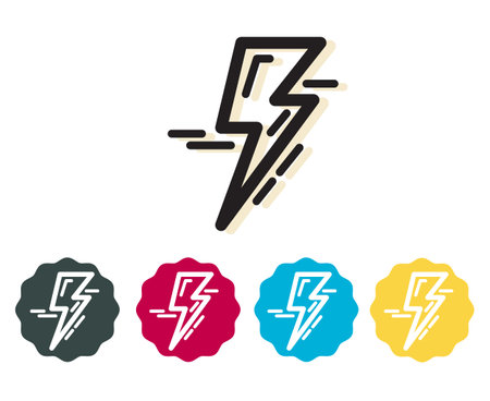 Bold Lightning Bolt Design in Multiple Colorsのイラスト素材