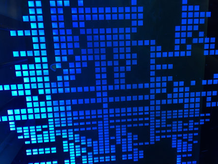 Blue light Square shape pattern Backlit Background - Stock Image as JPG Fileの写真素材