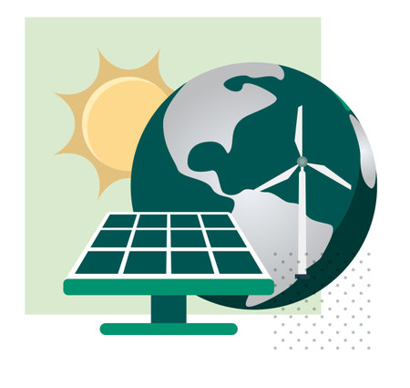 Impact of Renewable Energy on Earth - Stock Illustration as EPS 10 Fileのイラスト素材