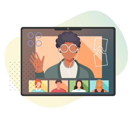 Online Meeting - Remote Working - Stock Illustration as EPS 10 Fileのイラスト素材