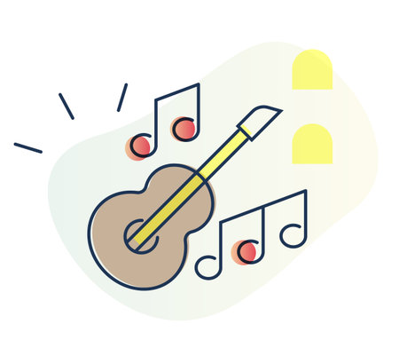 Guitar with Music Note - Celebration and Party Icon as EPS 10 Fileのイラスト素材