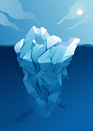 Iceberg Concept Metaphor for both visible and hidden aspects to Success - Stock Illustration as EPS 10のイラスト素材
