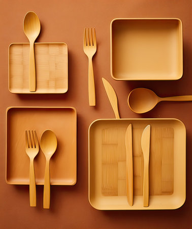sustainable tableware made of bamboo, eco conceptの素材